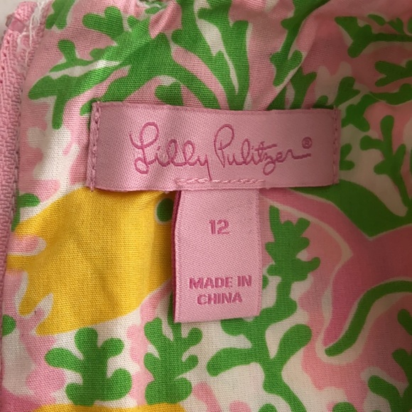 Lilly Pulitzer Girls Size 12 Lined Fish Seahorse Colorful Pockets Shift Dress - Picture 5 of 7